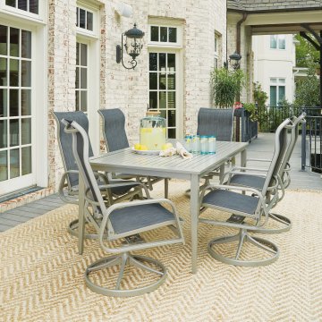 Outdoor Sets Home Styles South Beach 7 Pc Rectangular Outdoor Dining Table With 6 Swivel Rocking Chairs