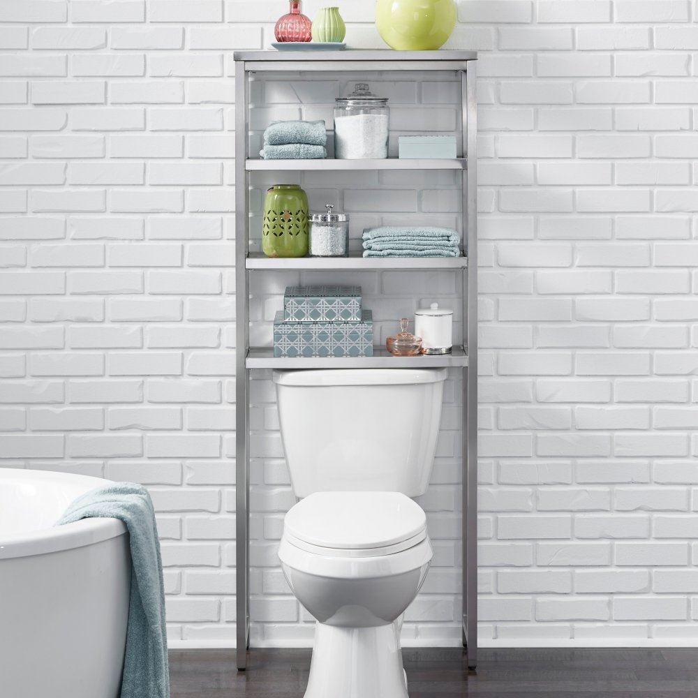 Bold Stainless Steel Over the Commode Bath Stand Home Styles