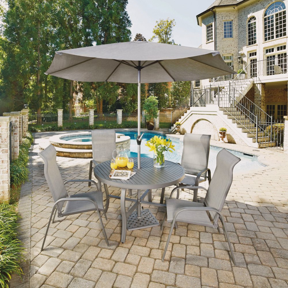 Daytona 7 Pc 42 Inch Round Outdoor Dining Table With 4 Sling