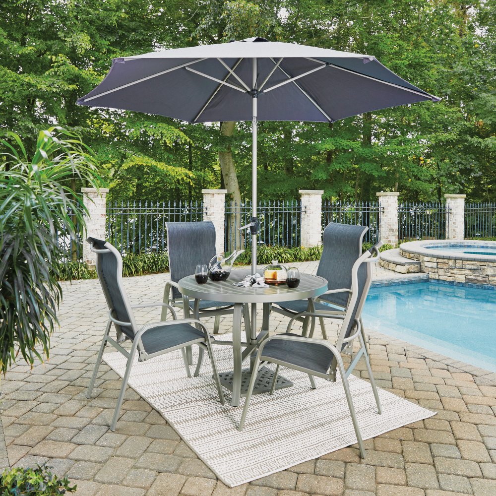 South Beach 7 Pc 42 Inch Round Outdoor Dining Table With 4