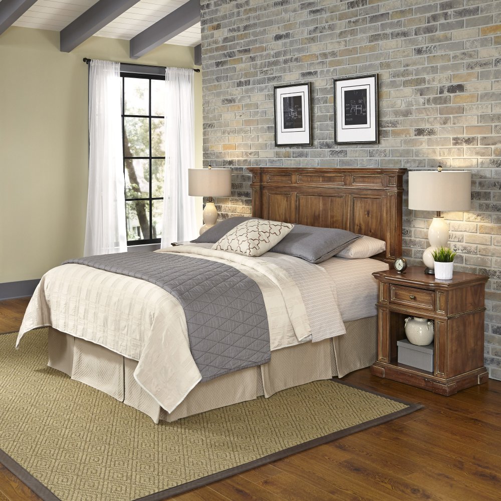 Americana Vintage Queen Full Headboard And Two Nightstands