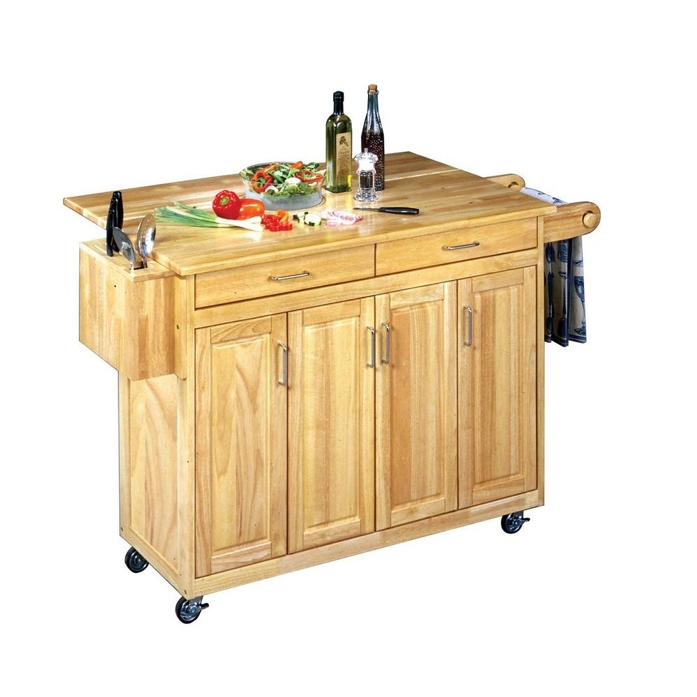 Natural Breakfast Bar Kitchen Cart with Wood Top Home Styles