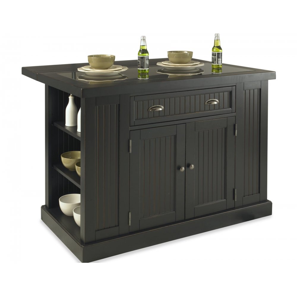 Nantucket Kitchen Island Distressed Black Finish | Home Styles