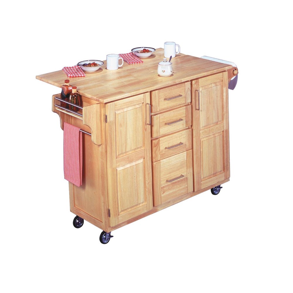 Natural Breakfast Bar Kitchen Cart with Wood Top | Home Styles