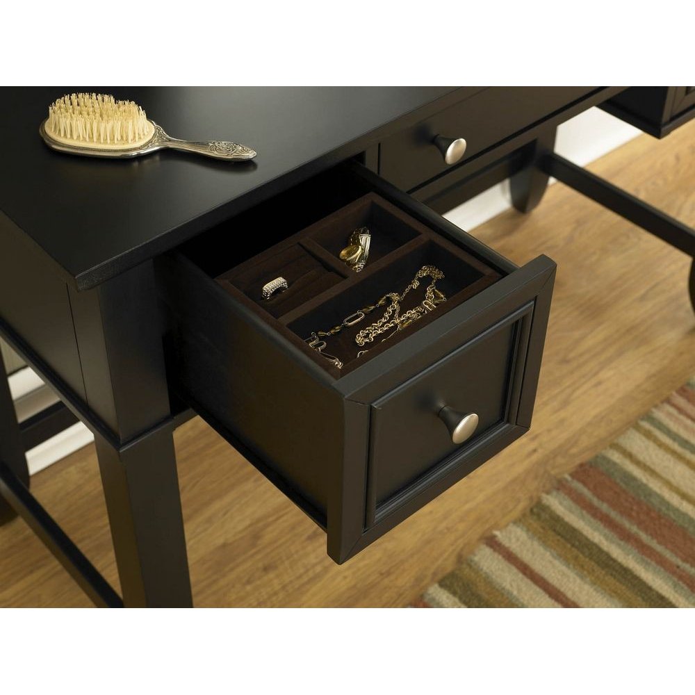 Bedford Black Vanity Table Home Styles Bedford Black Vanity Table