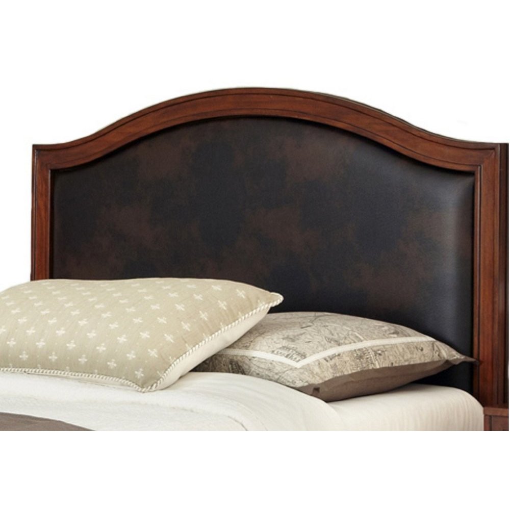 Duet Queen Camelback Headboard Brown Leather Inset Homestyles