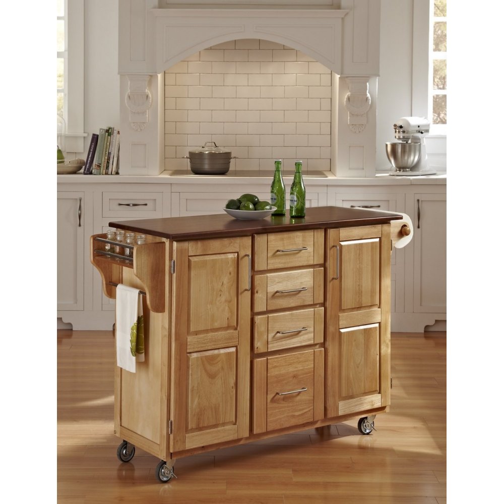 Home Styles Solid Wood Top Kitchen Cart Natural Finish Home Styles Solid Wood Top Kitchen Cart Natural Finish