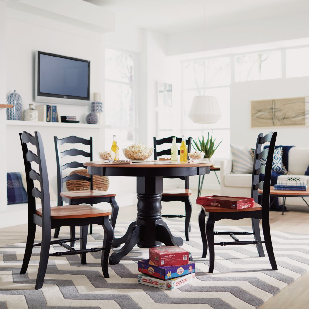 The French Countryside Oak and Rubbed Black 5PC Dining Set Home Styles