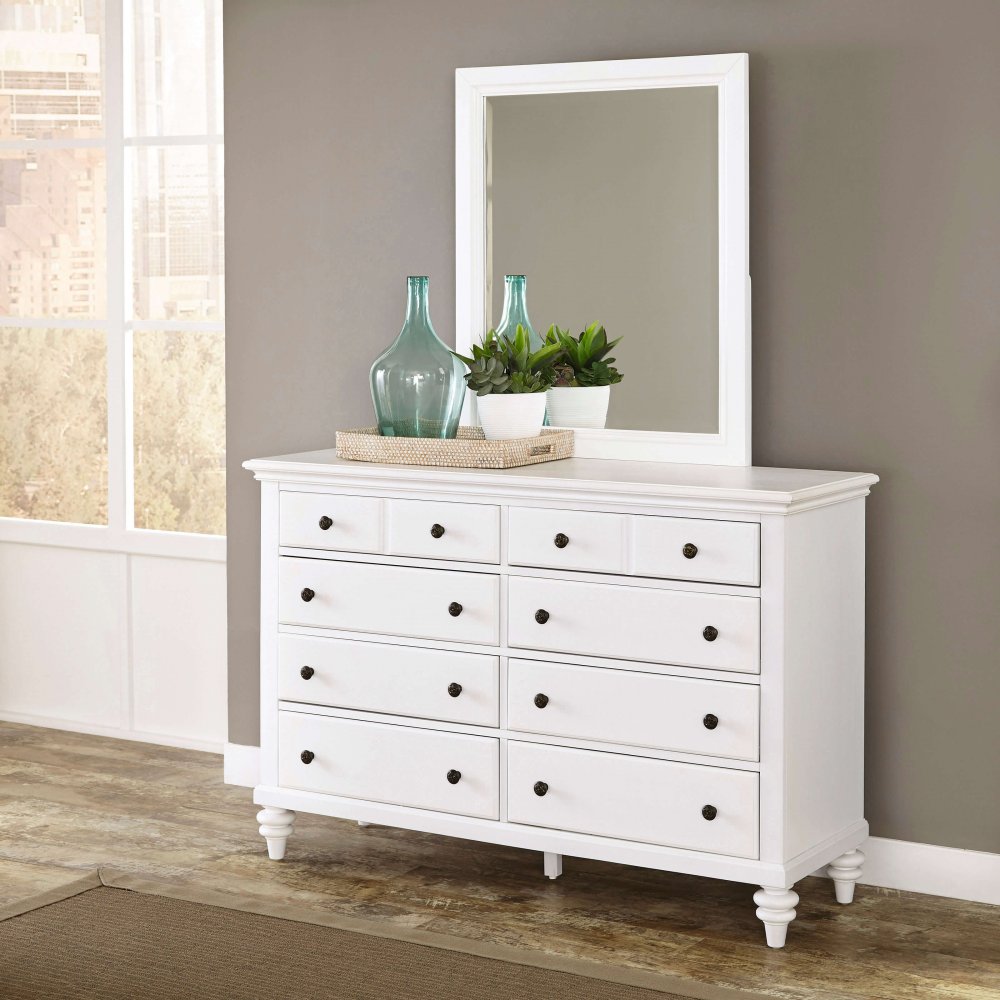 Bermuda brushed white dresser and mirror 5543 74