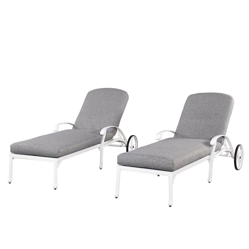 Fl Blossom White Chaise Lounge Chairs W Cushions 2 Homestyles Fl Blossom White Chaise Lounge Chairs W Cushions 2
